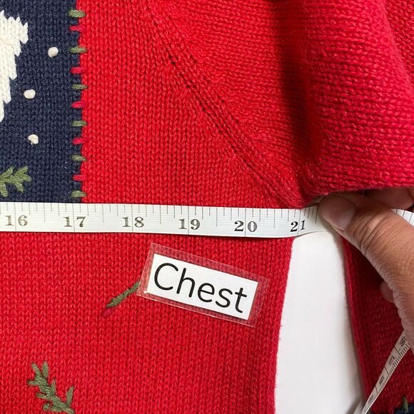 The Quacker Factory Womens Red Santa Christmas Button Up Cardigan Sweater Sz M - Picture 5 of 10